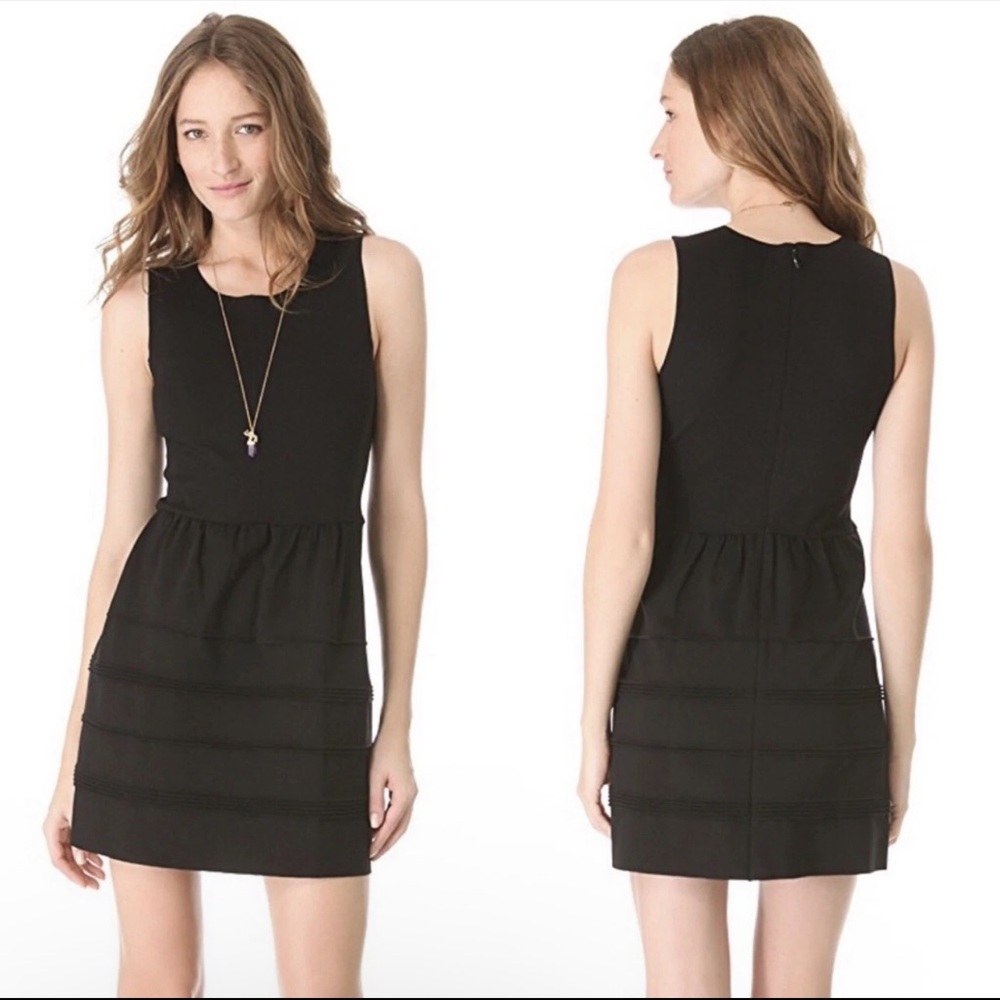 Madewell Silhouette Black Large Scuba Stretch Sleeveless Ponte Dress Raw Edge